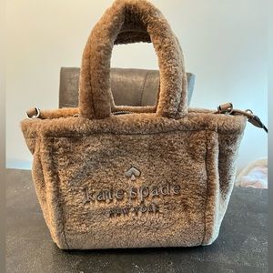Kate Spade Ella Shearling Fur Small Tote in Light Fawn